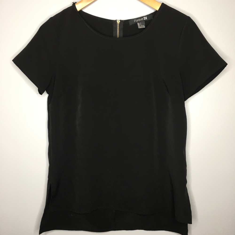 Forever 21 black blouse with exposed zipper S